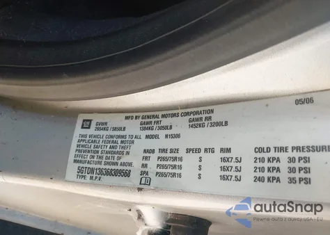 2006 Hummer H3 Suv из США, поврежденный, VIN 5GTDN136368309568